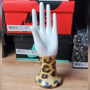 Vintage Leopard Print Hand Porcelain Jewelry Holder